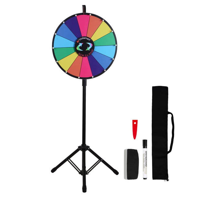 telescoping iron base prize wheel with tripod 