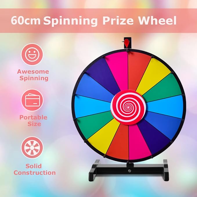 24inches Manufacturer Customization Colorful Tabletop Spinning Prize Wheel Game Lucky Draw of Fortune for Party And Promotion