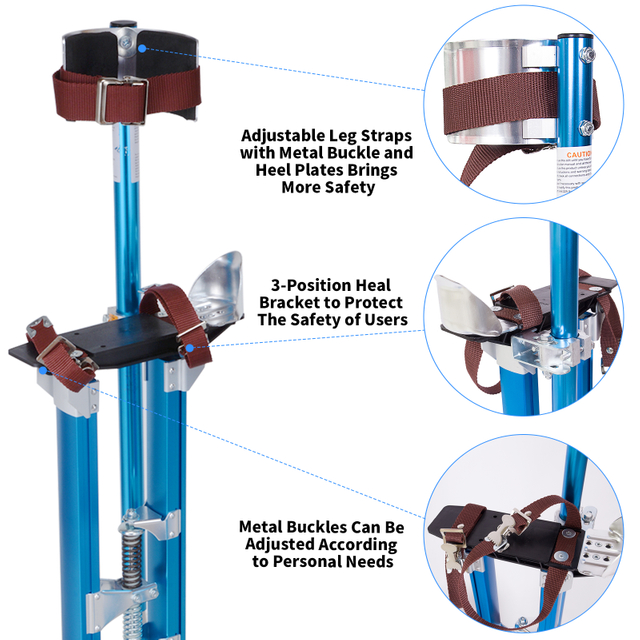Drywall Stilts, 24''-40'' Adjustable Heights Aluminum Work Stilt, Professional Drywall Stilts for Sheetrock Drop Ceiling Wall Painting and Trimming Tree Branches