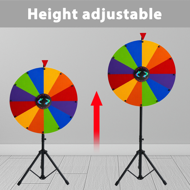Assembly wheel telescoping prize wheel with tripod 