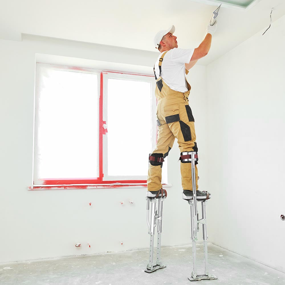 18''-30'' Drywall Stilts Adjustable Heights Aluminum Stilts with Protective Knee Pads for Sheetrock Drop Ceiling Painting Painter or High Shrub Trimming