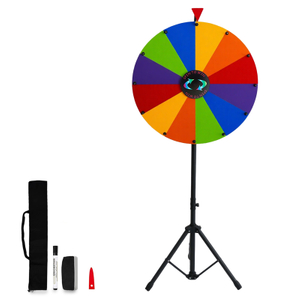 Assembly wheel telescoping prize wheel with tripod 