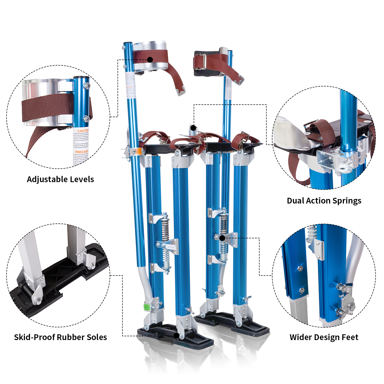 Drywall Stilts, 24''-40'' Adjustable Heights Aluminum Work Stilt, Professional Drywall Stilts for Sheetrock Drop Ceiling Wall Painting and Trimming Tree Branches