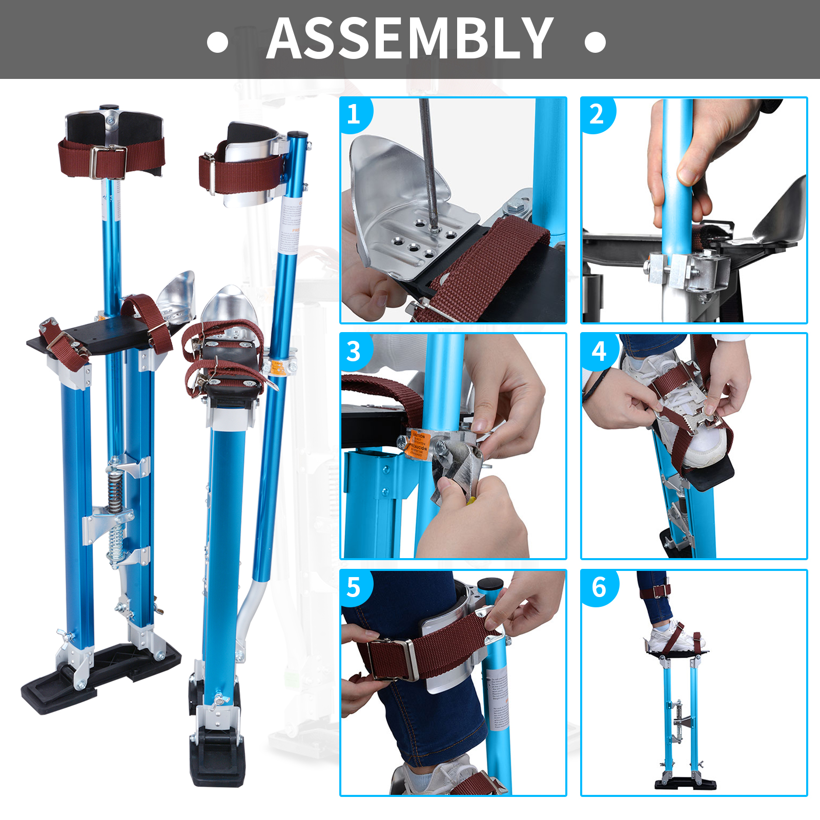 Drywall Stilts, 24''-40'' Adjustable Heights Aluminum Work Stilt, Professional Drywall Stilts for Sheetrock Drop Ceiling Wall Painting and Trimming Tree Branches