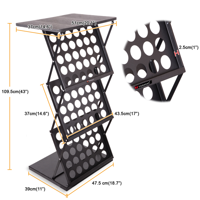 Iron Black Fold Durable Tabletop Brochure Display Stand