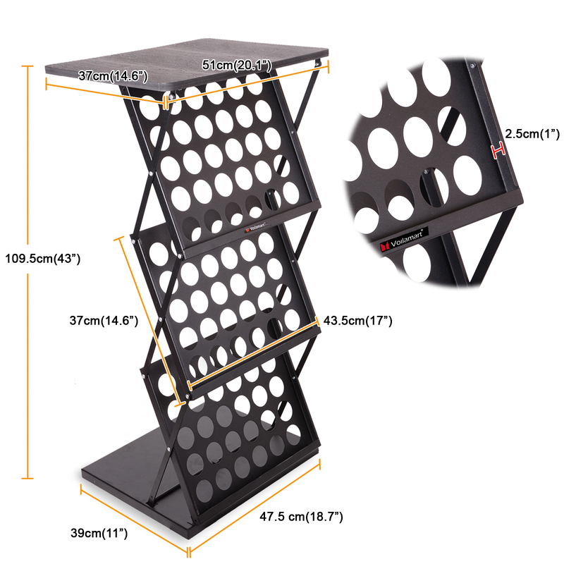 Iron Black Fold Durable Tabletop Brochure Display Stand